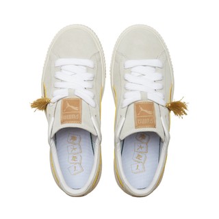 PUMA 彪马 Suede Platform Year Of OX 女子休闲运动鞋 382292-02 白色/金色/烟灰色 41