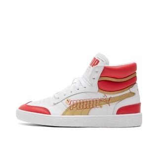 PUMA 彪马 Ralph Sampson Mid Year Of OX 中性休闲运动鞋 382290-01 白的/罂粟红/金色 40