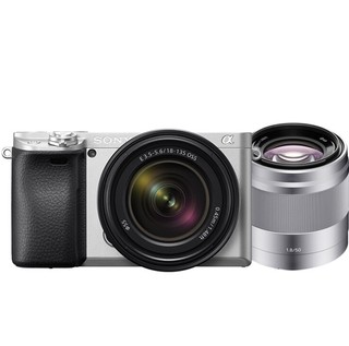 SONY 索尼 Alpha 6400M APS-C画幅 微单相机 银色 E 18-135mm F3.5 OSS 变焦镜头+E 50mm F1.8 OSS 定焦镜头 双头套机
