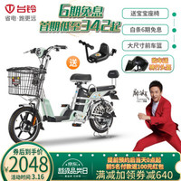 台铃 （TAILG）GL2新国标子母车电动自行车 48V锂电池代步电动车 小清铃助力车电单车 清新绿（12ah国标版）