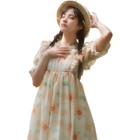 Tululu Lolita洛丽塔 向日葵与金桔柠檬 女士JSK无袖连衣裙 生成色 L