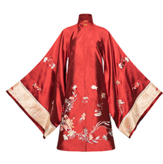 都城南庄明制汉服金枝玉叶女士立领斜襟长衫红色s