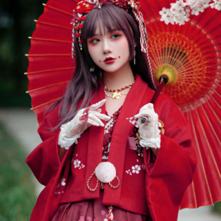 RedMaria 红玛丽 Lolita洛丽塔 和风 千本樱 女士大衣 短款 红色