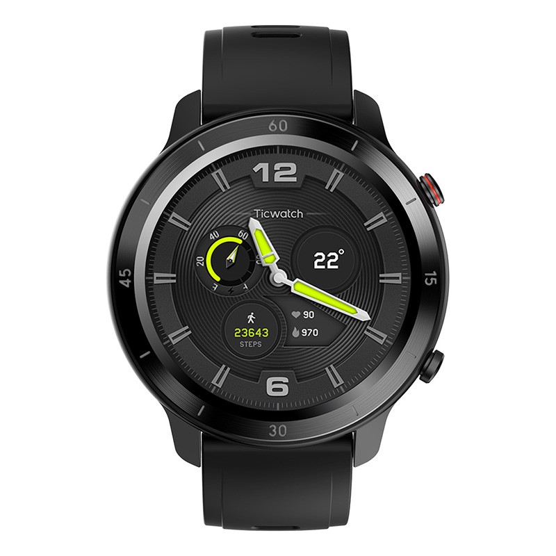 ticwatch GTX 智能手表 33mm 黑色 TPU表带（扬声器）