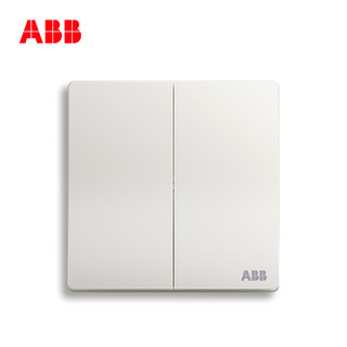 ABB开关插座无框轩致雅典白墙壁86型开关面板二开双控开关AF126