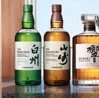 SUNTORY 三得利 威士忌组合装 43%vol 2.1L（山崎1923 700ml+白州1973 700ml+响和风醇韵700ml）