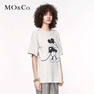 MO&Co. 摩安珂 萌宠部落MICKEY MOUSE合作系列女士米奇印花短袖T恤 MBO3TEE011 S 水露白色