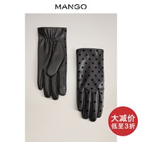 MANGO女装手套2020秋冬新款圆点花样松紧饰带手套