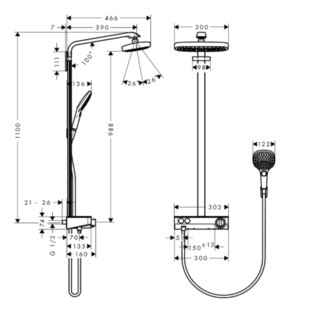 hansgrohe 汉斯格雅 飞雨系列 27127400 三速头顶花洒