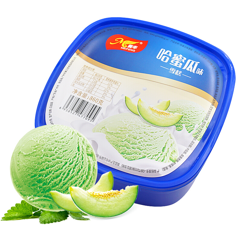 meifeng 美丰 家庭桶装冰淇淋 哈密瓜味 860g
