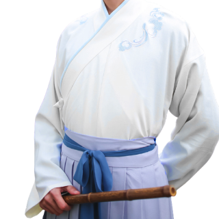 商品重回汉唐汉服霜天月明男士直领大襟衫hfjy1114