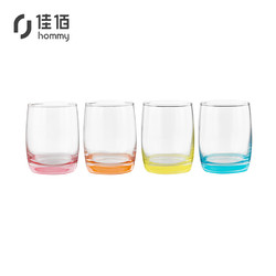 佳佰 彩色玻璃杯4个装 玻璃杯水杯 杯子茶杯 创意家用 果汁饮料杯早餐牛奶杯