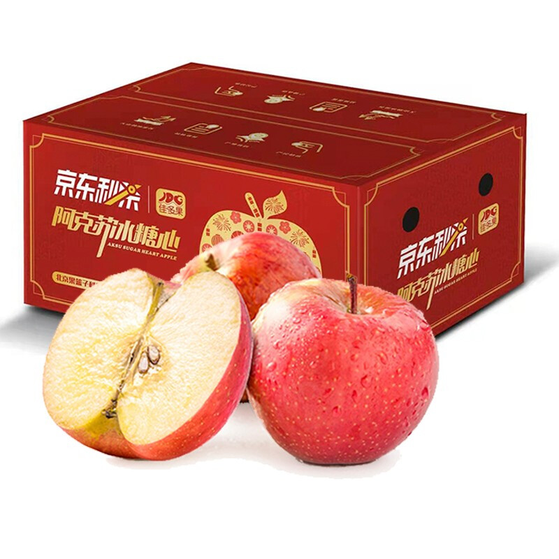 佳多果 新疆阿克苏苹果 净重4kg(80-85mm) 巨无霸果柠檬2粒(单果180