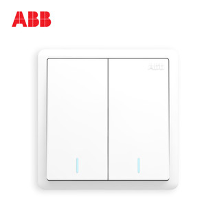 ABB开关插座远致明净白墙壁86型开关面板二开三控带荧光开关AO186