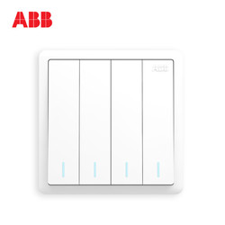 ABB开关插座远致明净白墙壁86型开关面板四开双控带荧光开关AO108