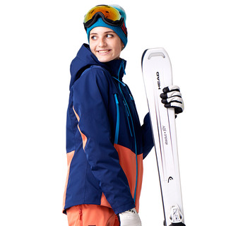 Running river奔流极限 女式防水透气保暖专业款修身双板滑雪服夹克上衣N7452N 橙色133 S