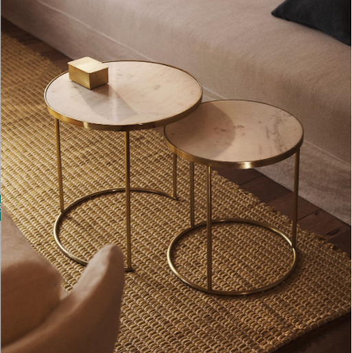 ZARA HOME 大理石嵌套桌金色【报价价格评测怎么样】-什么值得买