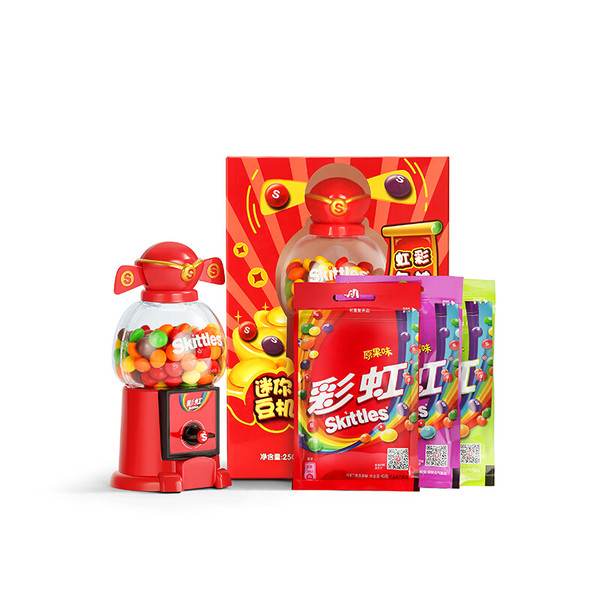 Skittles 彩虹休闲食品 Skittles 彩虹财神豆机彩虹糖混合果味250g 礼盒装 报价价格评测怎么样 什么值得买