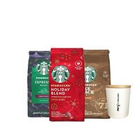 STARBUCKS 星巴克 咖啡组合装 590g 3袋（阿拉比卡进口咖啡豆200g +节日综合烘焙咖啡豆190g+Pike Place进口咖啡豆200g）