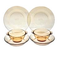 VISIONS 康宁 餐具 琥珀色耐热玻璃餐具家用玻璃餐具碗盘碟套装 百丽 6件套