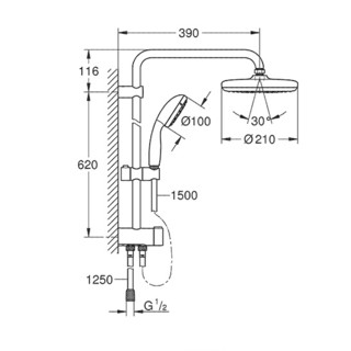 GROHE 高仪 维达利系列 龙头花洒套装 26382001花洒+34155003下出水龙头