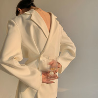 高级感法式设计感白色西装外套春秋炸街休闲时尚新款休闲西服上衣