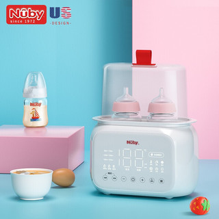 美国努比（Nuby）恒温温奶器调奶器 婴儿双奶瓶暖奶器消毒器二合一 多功能解冻热食消毒煮蛋大容量 白色