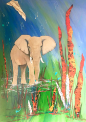 MO 澳大利亚维多利亚·维洛佐《大象赞美曲》原作无框 装饰画