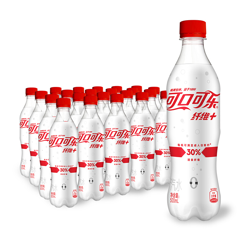 Coca-Cola 可口可乐 纤维+零卡无糖 30%膳食纤维 汽水