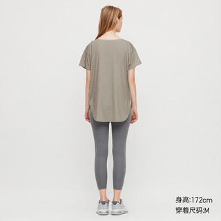 优衣库 女装 AIRism V领长T恤(短袖)(凉感T) 422809 UNIQLO