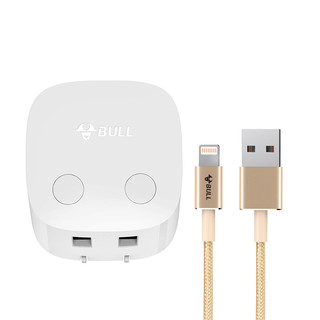 BULL 公牛 GN-U212T 手机充电器 USB 12W+lightning 数据线 1.0m 白色