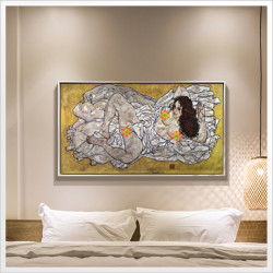 tockus现代卧简约卧室油画床头画北欧客厅抽象挂画席勒斜躺的女人白色