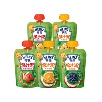 88VIP：Heinz 亨氏 果泥婴儿宝宝辅食苹果蓝莓香橙香蕉香芒草莓燕麦120g*5袋