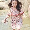 女童连衣裙2021夏季新品纯棉儿童碎花裙子 120 蜜果香红