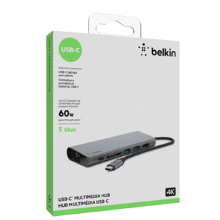 belkin 贝尔金 F4U092BTSGY Type-C拓展坞 六合一 0.12m 灰色