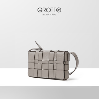 GROTTO 个乐 手工编织单肩斜挎包 121412104100 灰色