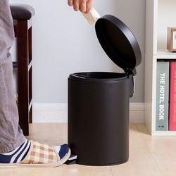 欧润哲 垃圾桶 7L缓降静音 内外双桶带盖 卫生间客厅脚踏垃圾篓 厨房垃圾桶 哑光黑色