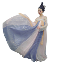 轻汉坊 汉服 翩染 女士对襟齐胸襦裙 白色+浅粉色/蓝紫色 S