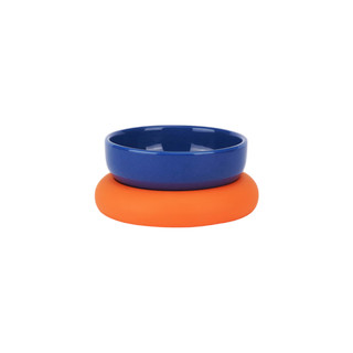 zeze Z1JB0007 倾斜圆型 宠物碗 蓝橙色