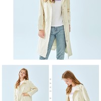 森马 Semir春季新款立领中长款女式风衣chic外套英伦港风女 M 象牙白1401