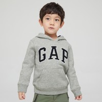 Gap男女幼童LOGO抓绒运动卫衣629511秋冬新款童装儿童连帽上衣 100CM(3T) 灰色