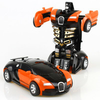 酷伴乐 变形金刚机器人玩具儿童变形汽车男女孩手动撞击布加迪新款车模