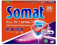 Somat All in 1 Extra 洗碗机用洗涤块 强力清洁/还原不锈钢光泽，年度装/200块(8x25)