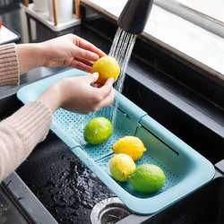 摩登主妇厨房水槽沥水篮家用可伸缩放碗筷架水果蔬菜洗菜盘置物架 水槽沥水挂架（绿色）