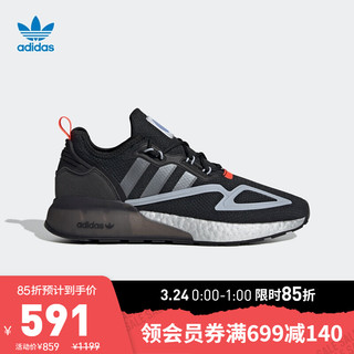 阿迪达斯官网 adidas 三叶草 ZX 2K BOOST 男女鞋低帮经典运动鞋FY5724 黑/灰/蓝/红 41(255mm)