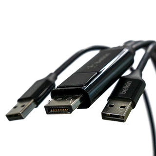 belkin 贝尔金 CAZ001yz5MBK DisplayPort/USB-A*2转Type-C 2A 数据线 TPE 4.5m 黑色