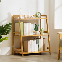 木马人 简易书架室内楠竹置物架实木多层落地学生书柜简约现代储物收纳架柜子层架室内储物柜 3层70cm