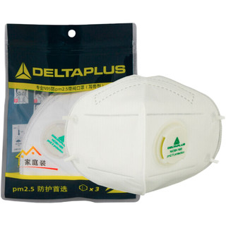 DELTAPLUS 代尔塔 104012 N95有呼吸阀口罩 3只 白色