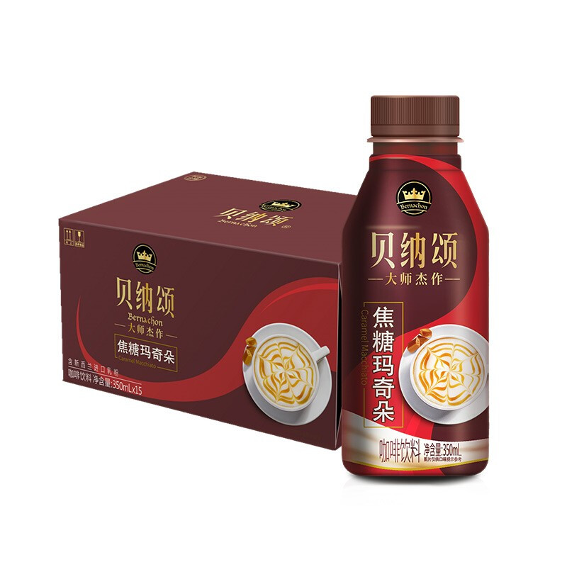 京东plus会员限地区贝纳颂焦糖玛奇朵咖啡350ml15瓶3件