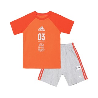 男婴童清爽纯棉透气亲肤短袖T恤套装两件套 68 橙配灰色